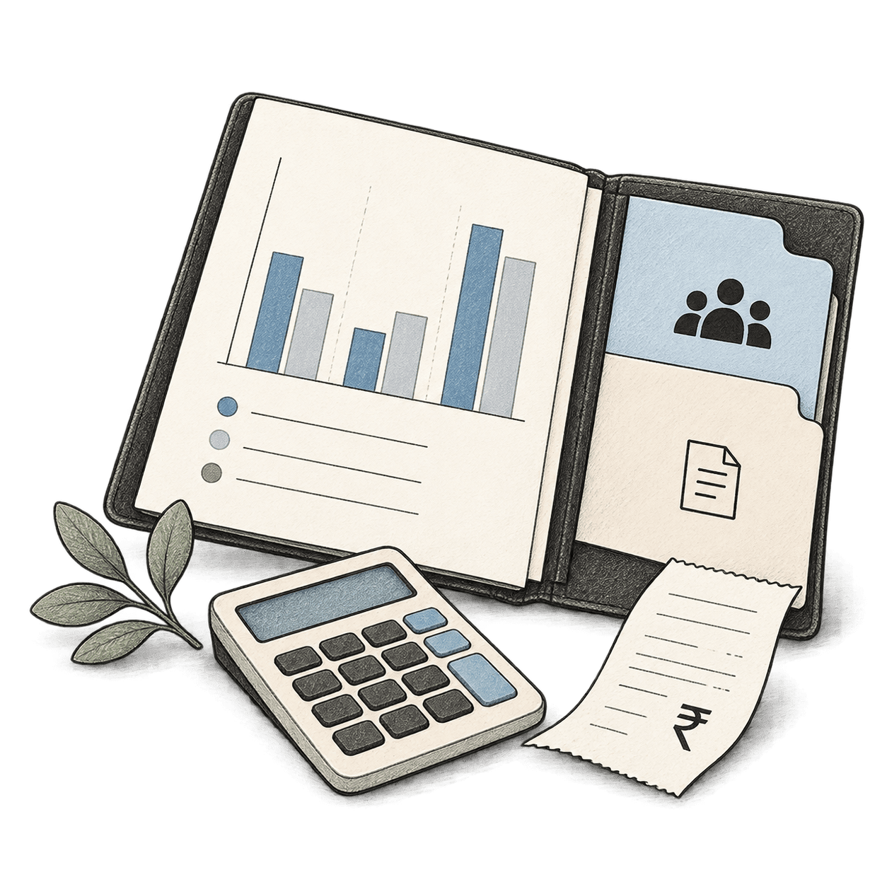 A client and service report with a comparison chart and calculator.